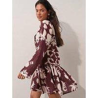 The Very Collection Printed Tiered Hem Mini Dress - Red