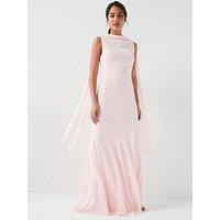 Six Stories High Cowl Neck Drape Crepe Bridesmaid Dress