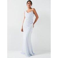 Six Stories Cowl Front Asymmetrical Crepe Bridesmaid Dress