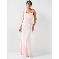 Six Stories Cowl Front Asymmetrical Crepe Bridesmaid Dress