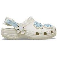 Crocs Toddler Denim Floral Classic Clog - Summit White
