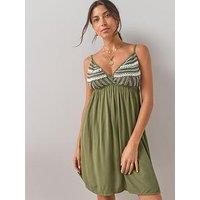 The Very Collection Shell Embellished Mini Dress - Khaki