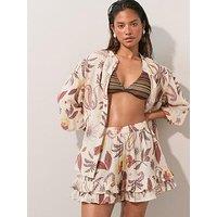 The Very Collection Paisley Tropic Ruffle Short Co Ord