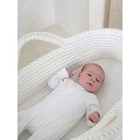 Clair De Lune Crochet Moses Basket With Natural Rocking Stand - White