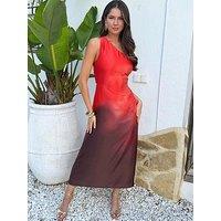 Ax Paris Ombre One Shoulder Open Back Twist Detail Midi Dress - Multi