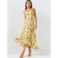 Ax Paris Lemon Print Square Neck Midi Dress - Cream