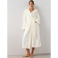 The Very Collection Wellsoft Longline Hooded Dressing Gown - Cream