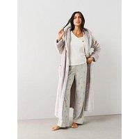 The Very Collection Plush Hooded Dressing Gown - Grey