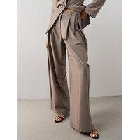 The Very Collection Tab Detail Wide Leg Co Ord Trouser - Grey