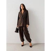 The Very Collection Women'S Pinstripe Balloon Tailored Joggers - Brown