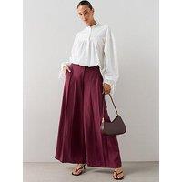 The Very Collection Women'S Ultra Wide Leg Waistband Detail Trousers - Burgundy