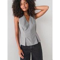 The Very Collection Split Front Waistcoat - Grey