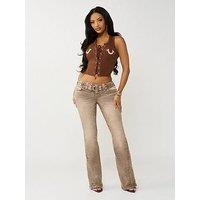 True Religion Stud Belt Flare Jean - Brown