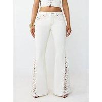 True Religion Crochet Mid Rise Flare Flap - White