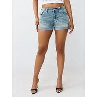 True Religion Jennie T Flap Denim Shorts - Blue