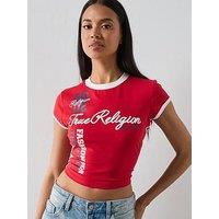 True Religion Sporty Cap Slvs Ringer Bby -T-Shirt - Red
