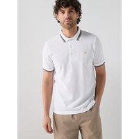 Farah Farah Gold F Elton Regular Fit Pique Tipping Polo Shirt - White