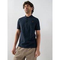Farah Gold F Horace Regular Fit Jacquard Polo Shirt - Navy