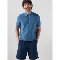 Farah Thornley Regular Fit Textured Knitted Polo Shirt - Blue