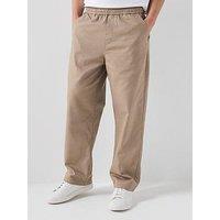 Farah F Tab Greenport Loose Fit Herringbone Drawstring Trousers - Beige