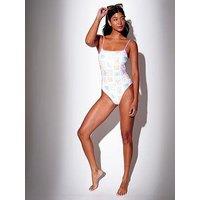 South Beach Postcard Printed Tie Shoulder Swimsuit