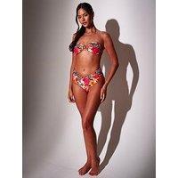 South Beach Leopard Floral Printed V-Waist Brief