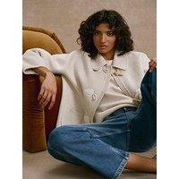 Mint Velvet Hand Finished Wool-Blend Jacket - Cream