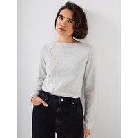 Mint Velvet Button Detail Knit Top - Grey