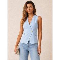 Style Cheat V-Neck Sleeveless Waistcoat - Blue