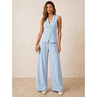 Style Cheat Wide Leg Tailored Trousers - Blue