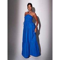 South Beach Halterneck Tiered Maxi Dress - Blue