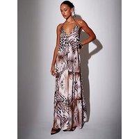 South Beach Leopard Halterneck Tiered Maxi Dress