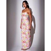 South Beach Retro Printed Sequin Maxi Dress - Multi