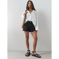 The Very Collection Destroyed Hem Denim Shorts - Black