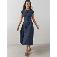 The Very Collection Denim Seamed Midi Dress - Dark Wash
