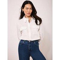 Mint Velvet Cotton Scallop Shirt - White