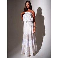 South Beach Bandeau Broderie Detail Maxi Dress - White