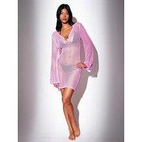 South Beach Knitted Flare Sleeve Starfish Decal Mini Kaftan - Pink