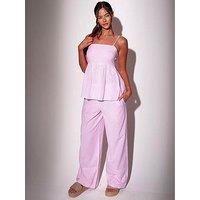South Beach Striped Tie Shoulder Peplum Top - Pink