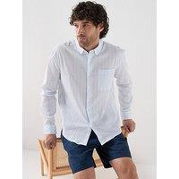 Farah Stanford Box Fit Poplin Striped Shirt - Light Blue