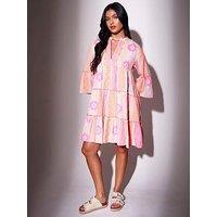 South Beach Jaquard Long Sleeve Mini Dress - Neon