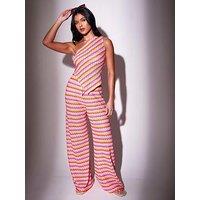 South Beach Chevron Crochet One Shoulder Asymmetric Top