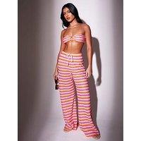 South Beach Chevron Crochet Wide Leg Trousers