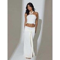 South Beach Textured Sash Tie Maxi Skirt - Cream