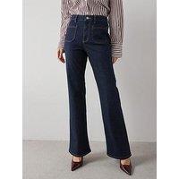 The Very Collection Flare Jeans With Front Patch Pockets - Dark Wash