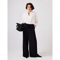 Mint Velvet Pleat Tie Wide Trouser - Black