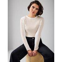 Mint Velvet Colour Block Knit Top - Cream