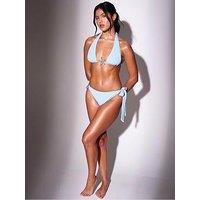 South Beach Crinkle Starfish Decal Halterneck Bikini Top - Blue