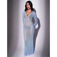 South Beach South Beach Knitted Flared Sleeve Starfish Maxi Kaftan - Blue