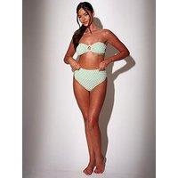 South Beach Mint Textured Spot High Waisted Bikini Bottoms - Green